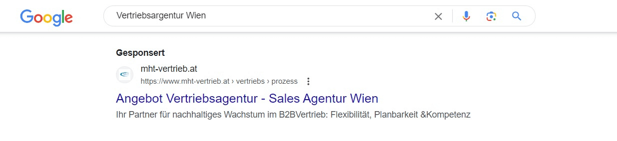 SERP Snippet einer Google Anzeige im Suchnetzwerk